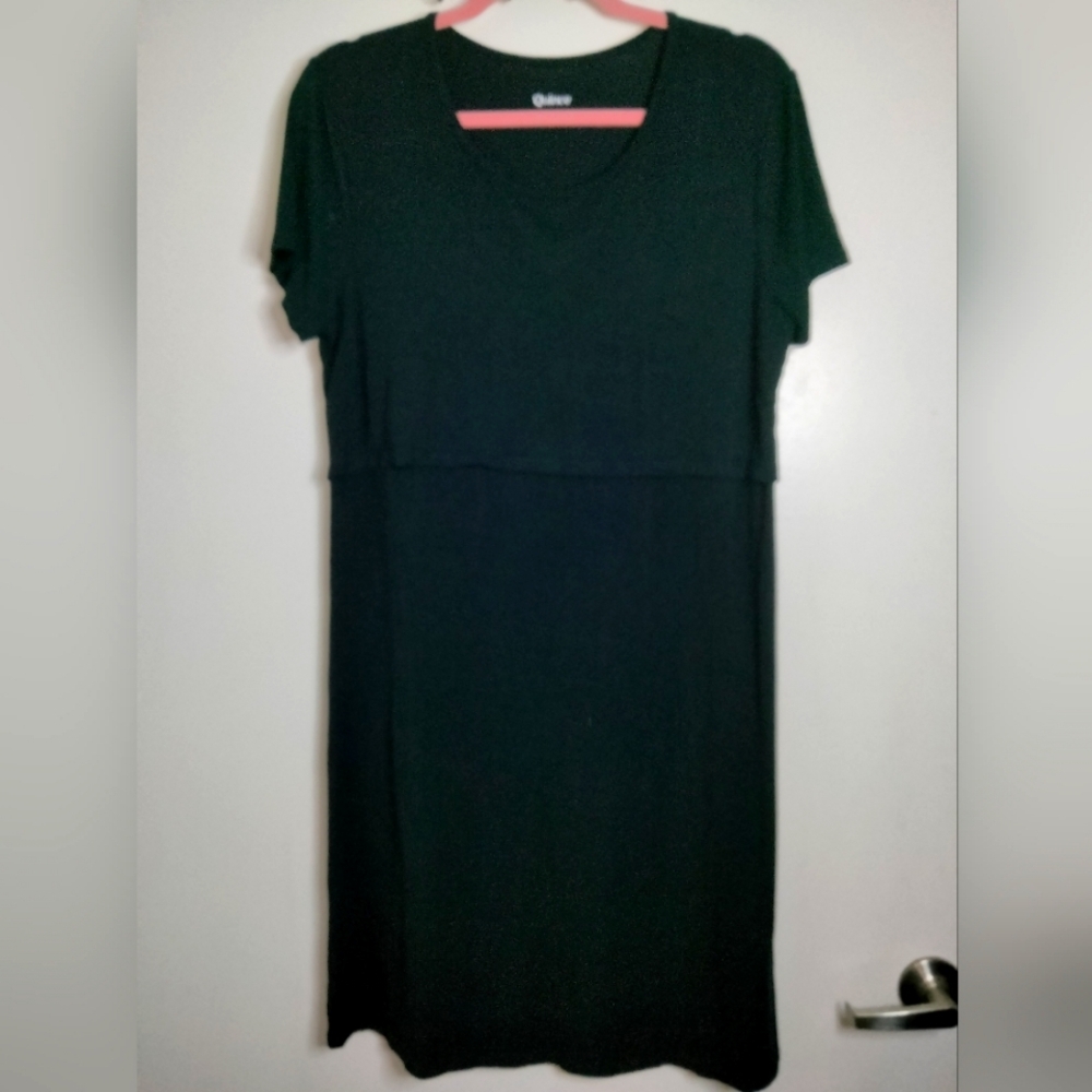 Quince (Sz M) Black Classic Rayon Bamboo Blend SS Nursing Lounge Maternity Dress